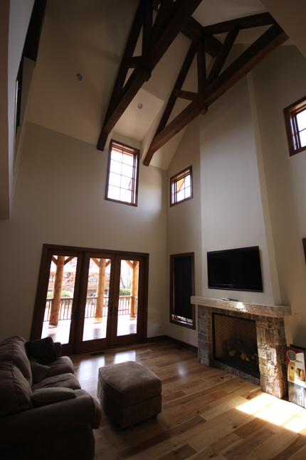 exposed beams great room