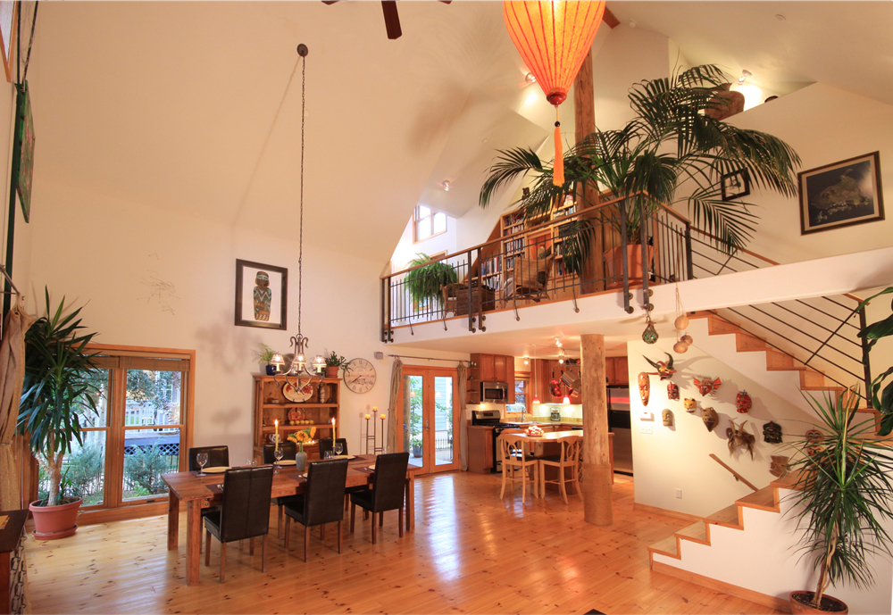 Great Room Dining Room and Kitchen Library and Tower up above